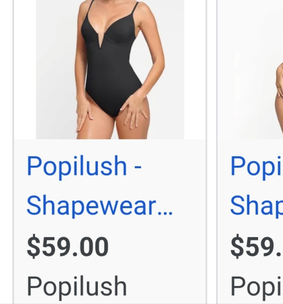 POPILUSH One Piece Black Shapewear Body Sculpting Thong Bodysuit Size Large - Picture 14 of 14